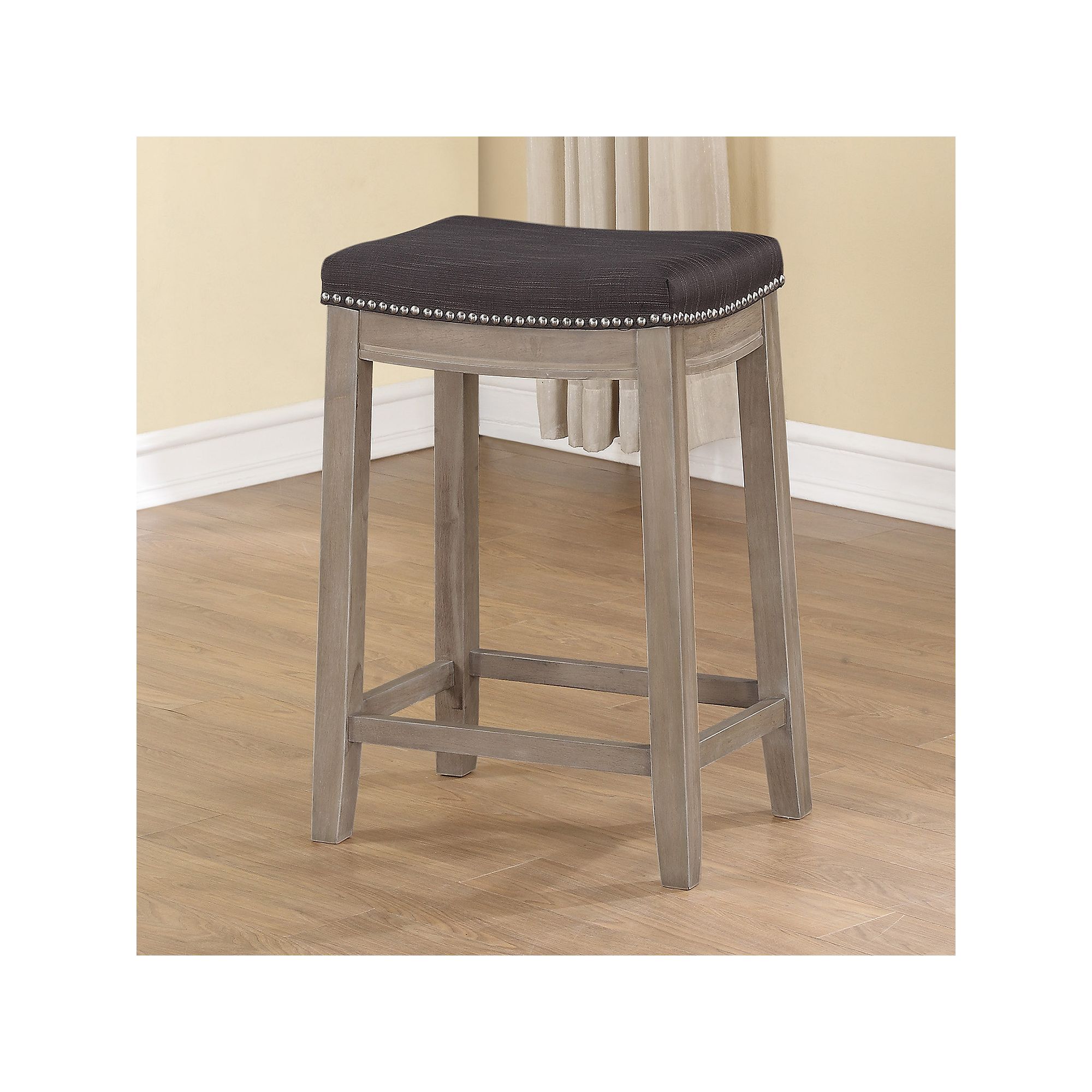 Linon Allure Counter Stool - 26 Overall Height, Gray Fabric