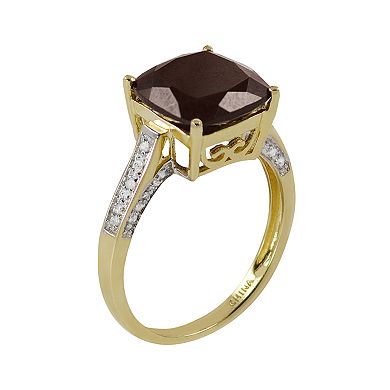 14k Gold Garnet and Diamond Accent Ring