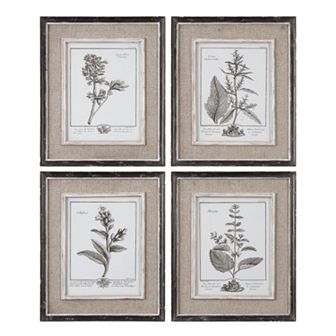 4 pc Casual Grey Study Framed Wall Art Set