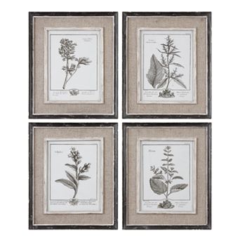 4 pc Casual Grey Study Framed Wall Art Set