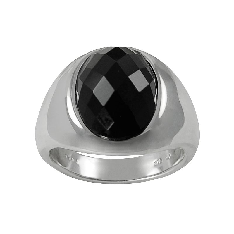 Sterling Silver Onyx Ring, Womens, Size: 9, Black
