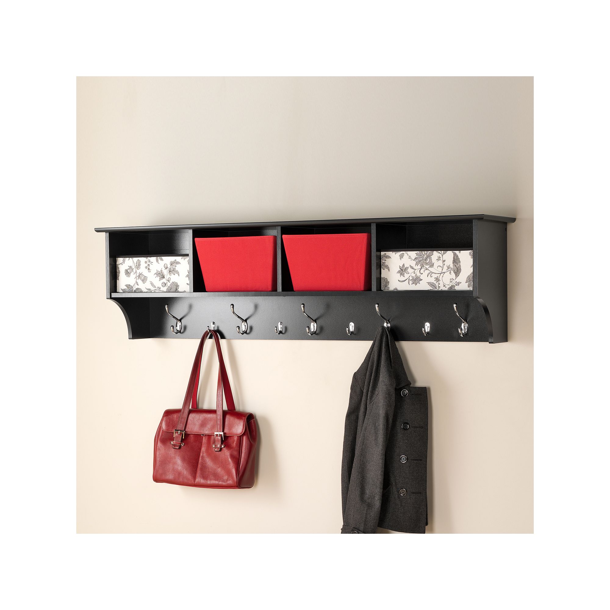 60-in. Entryway Cubby Shelf, Black