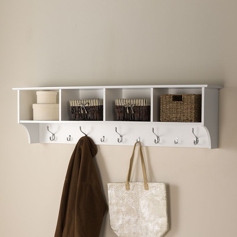 60-in. Entryway Cubby Shelf, White, Furniture