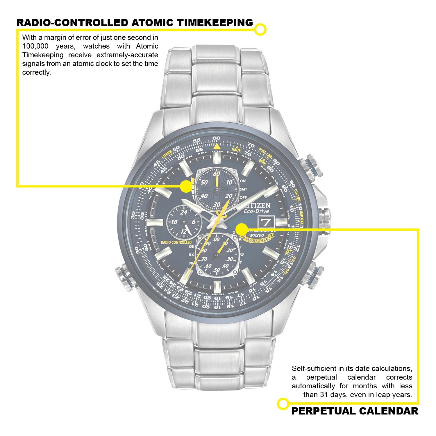 Citizen Eco-Drive Men's Blue Angels World A-T Stainless Steel