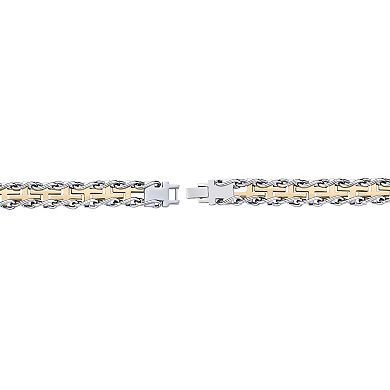 Men's LYNX Two Tone Stainless Steel Cross Railroad Bracelet