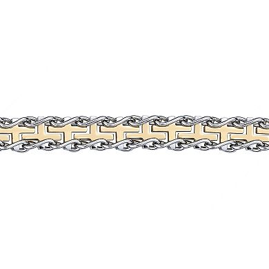 Men's LYNX Two Tone Stainless Steel Cross Railroad Bracelet