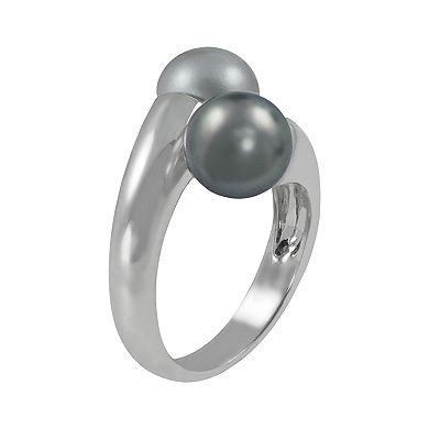 Sterling Silver Dyed Freshwater Cultured Pearl Bypass Ring
