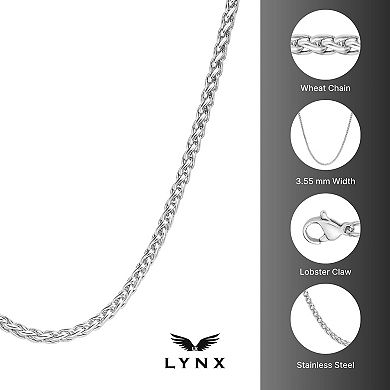 LYNX Stainless Steel Wheat Chain Necklace - 20-in.