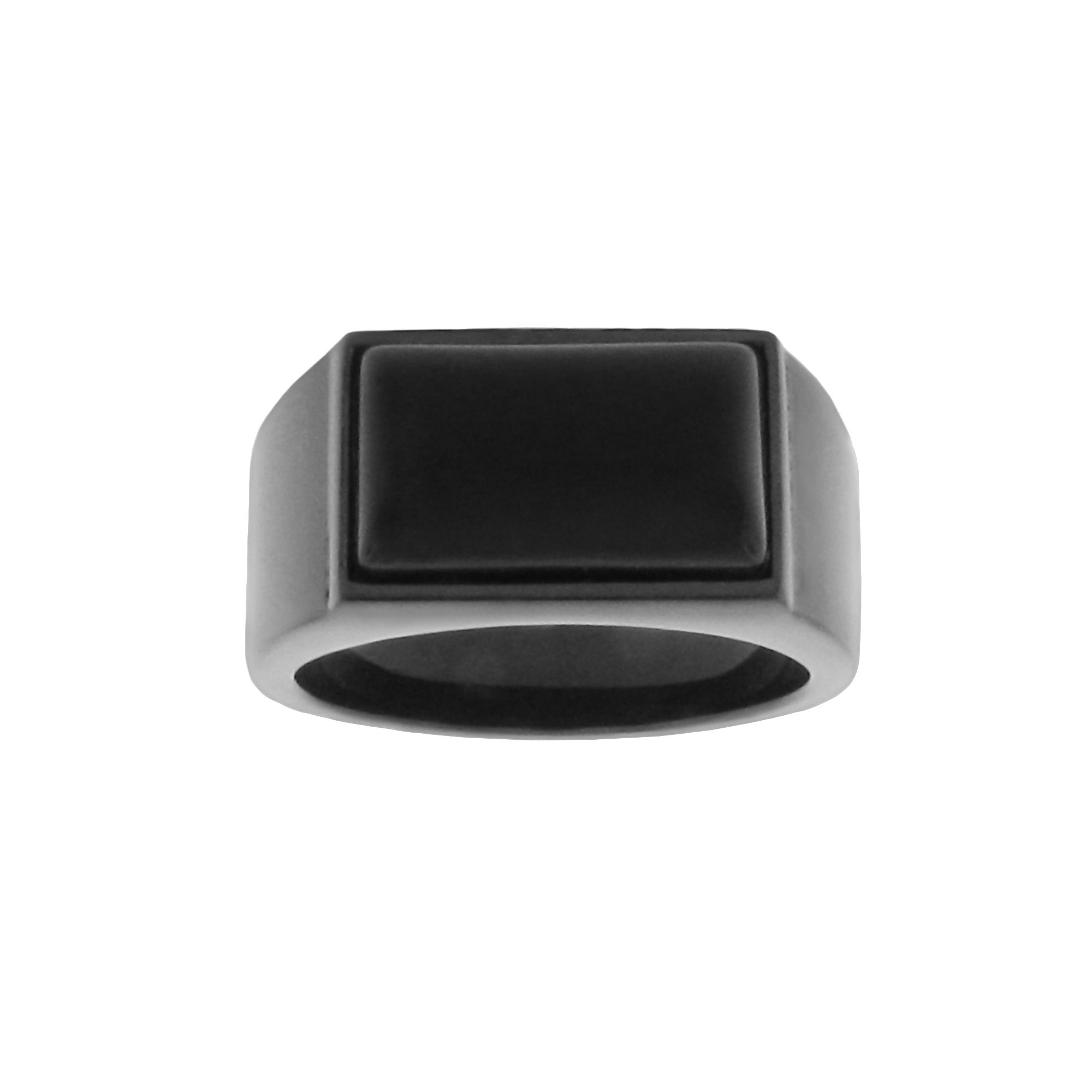 LYNX Stainless Steel Black Ion Black Agate Ring - Men, Mens, Size: 8, Mult