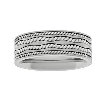 LYNX Sterling Silver & Stainless Steel Twist Band- Men