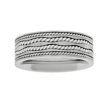 LYNX Sterling Silver & Stainless Steel Twist Band- Men