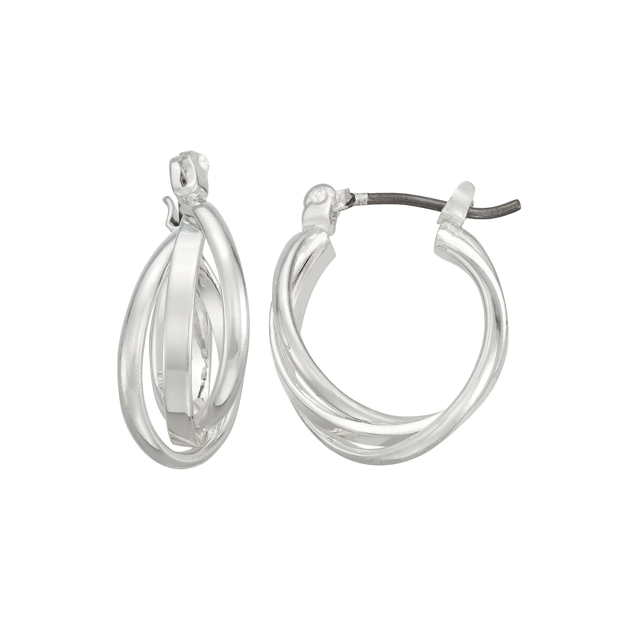 Napier Silver Tone Hoop Earrings, Womens, Multi