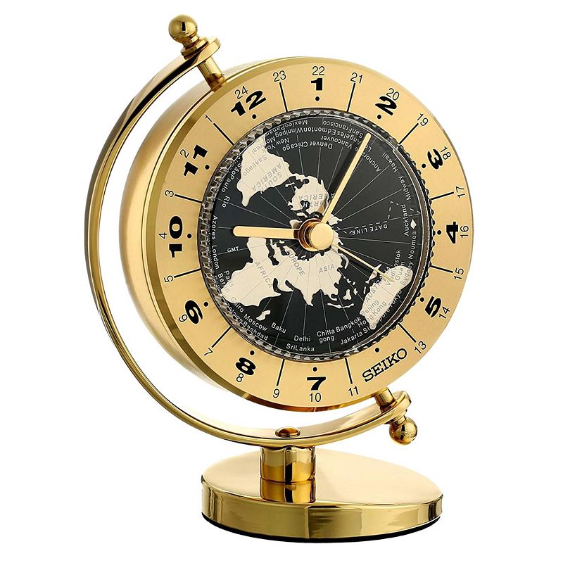 UPC 029665102423 product image for Seiko Gold Tone Globe Clock, Brass | upcitemdb.com