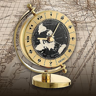 Seiko Gold Tone Globe Clock