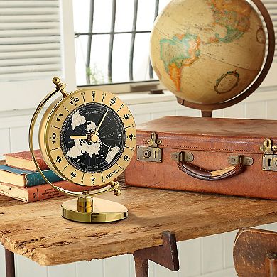 Seiko Gold Tone Globe Clock