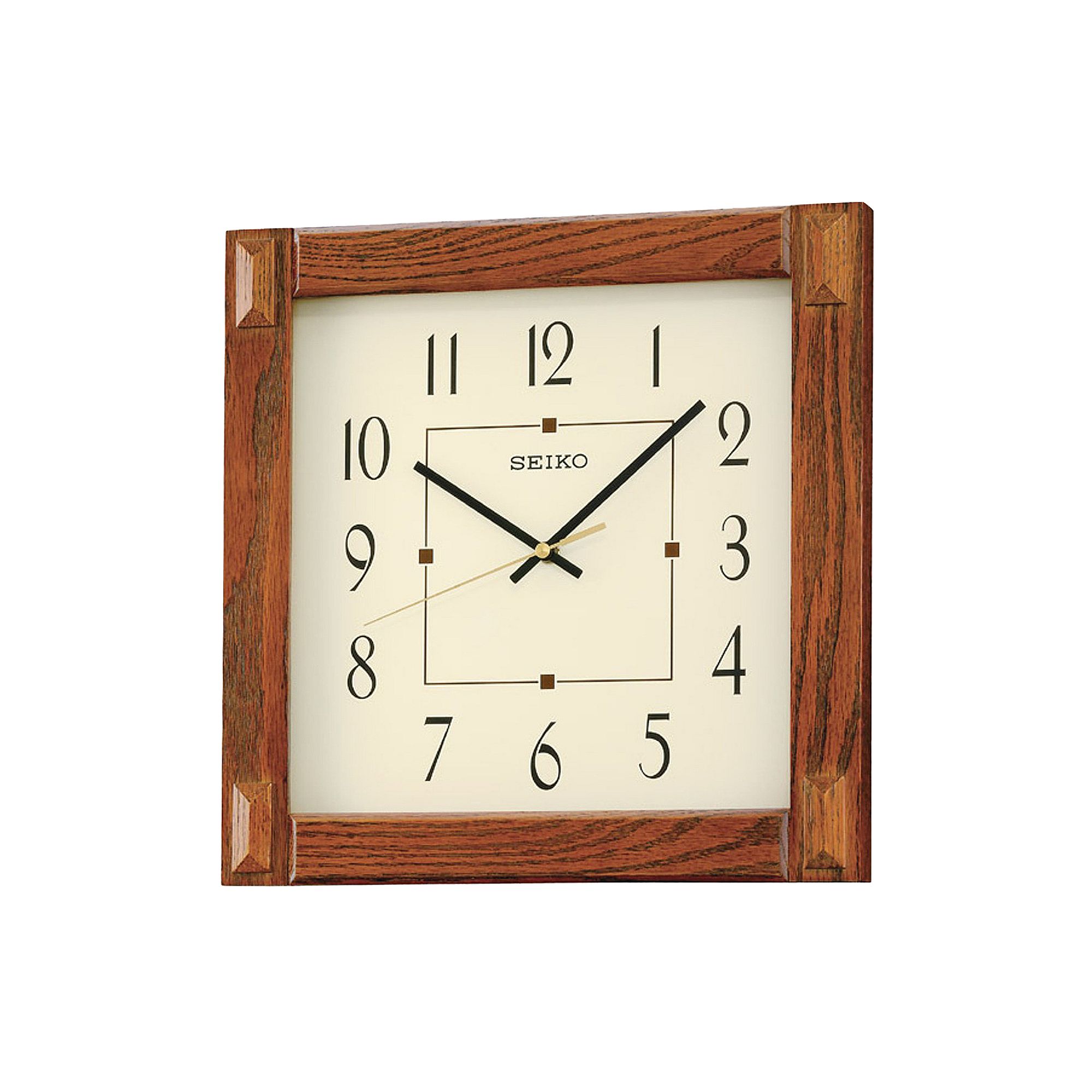 Seiko Wood Square Wall Clock - QXA469BLH, Dark Brown