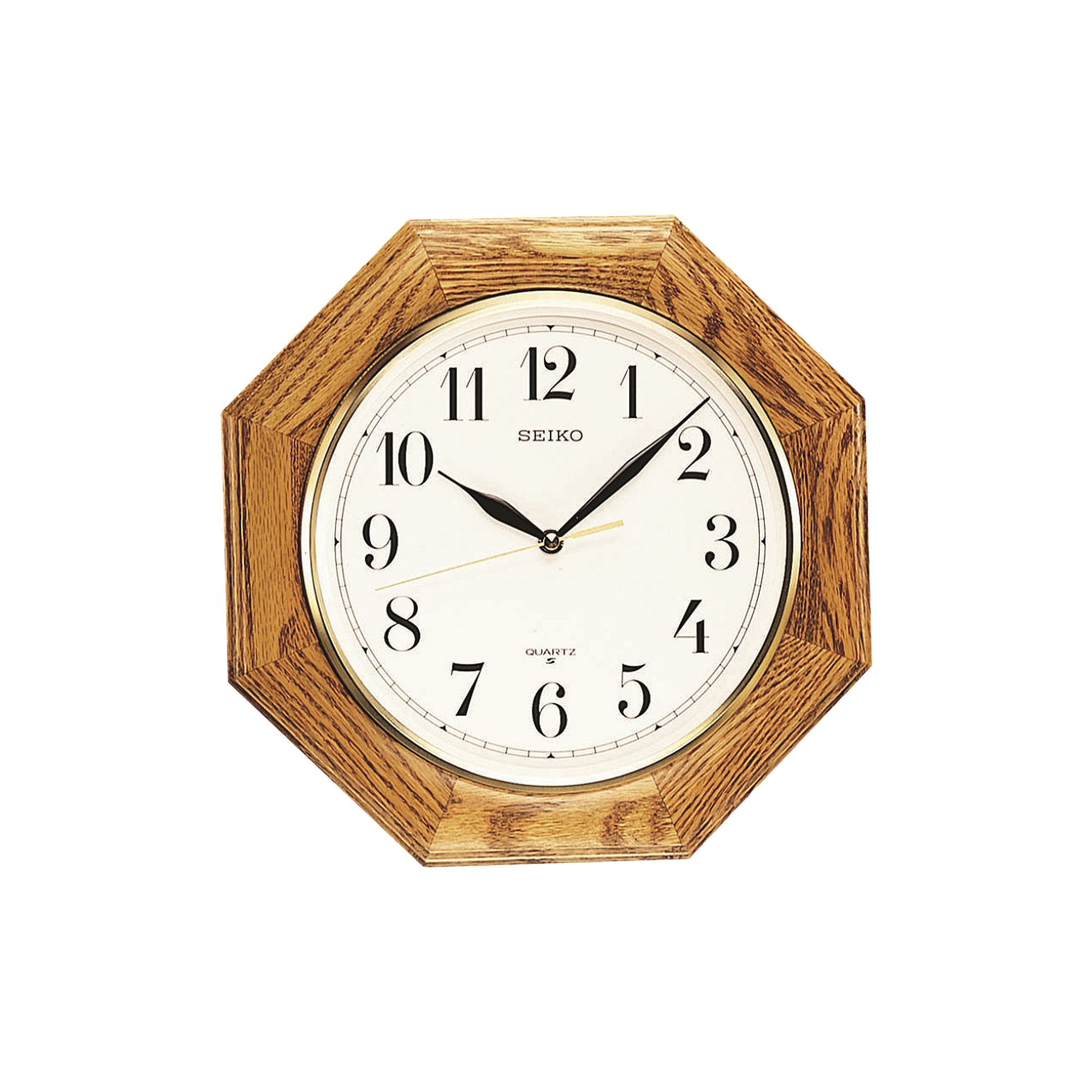 Seiko Oak Octagon Wall Clock - QXA102BC, Med Brown