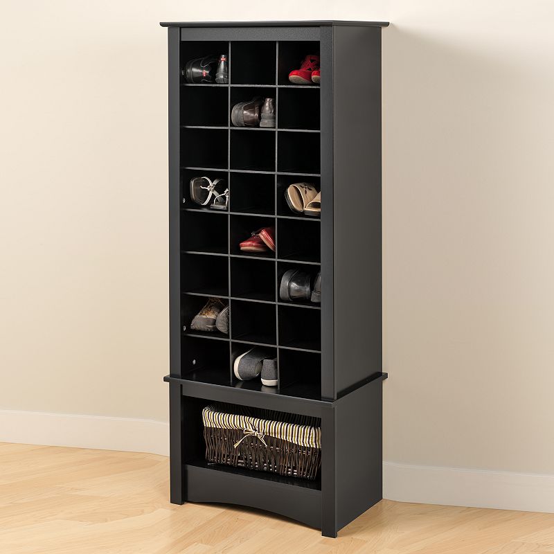 Tall Shoe Cubby Cabinet, Black, Furniture