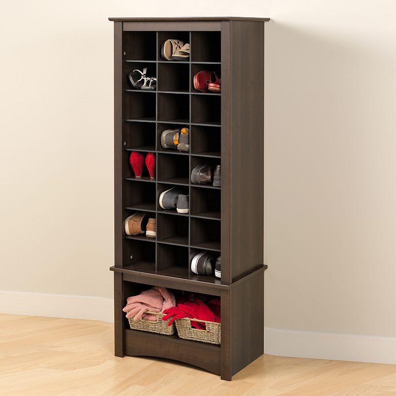 Tall Shoe Cubby Cabinet, Brown, Furniture