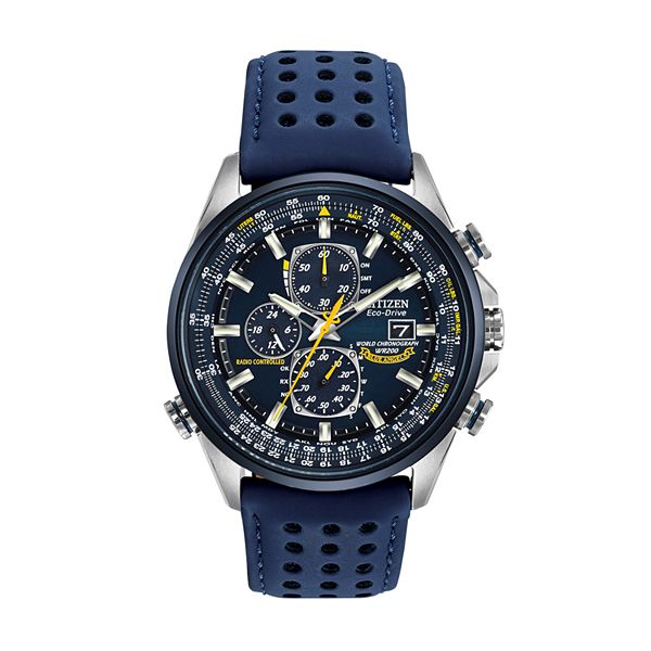 Citizen Eco Drive Blue Angels Stainless Steel Perpetual Calendar Flight Computer Chronograph Watch AT8020 03L