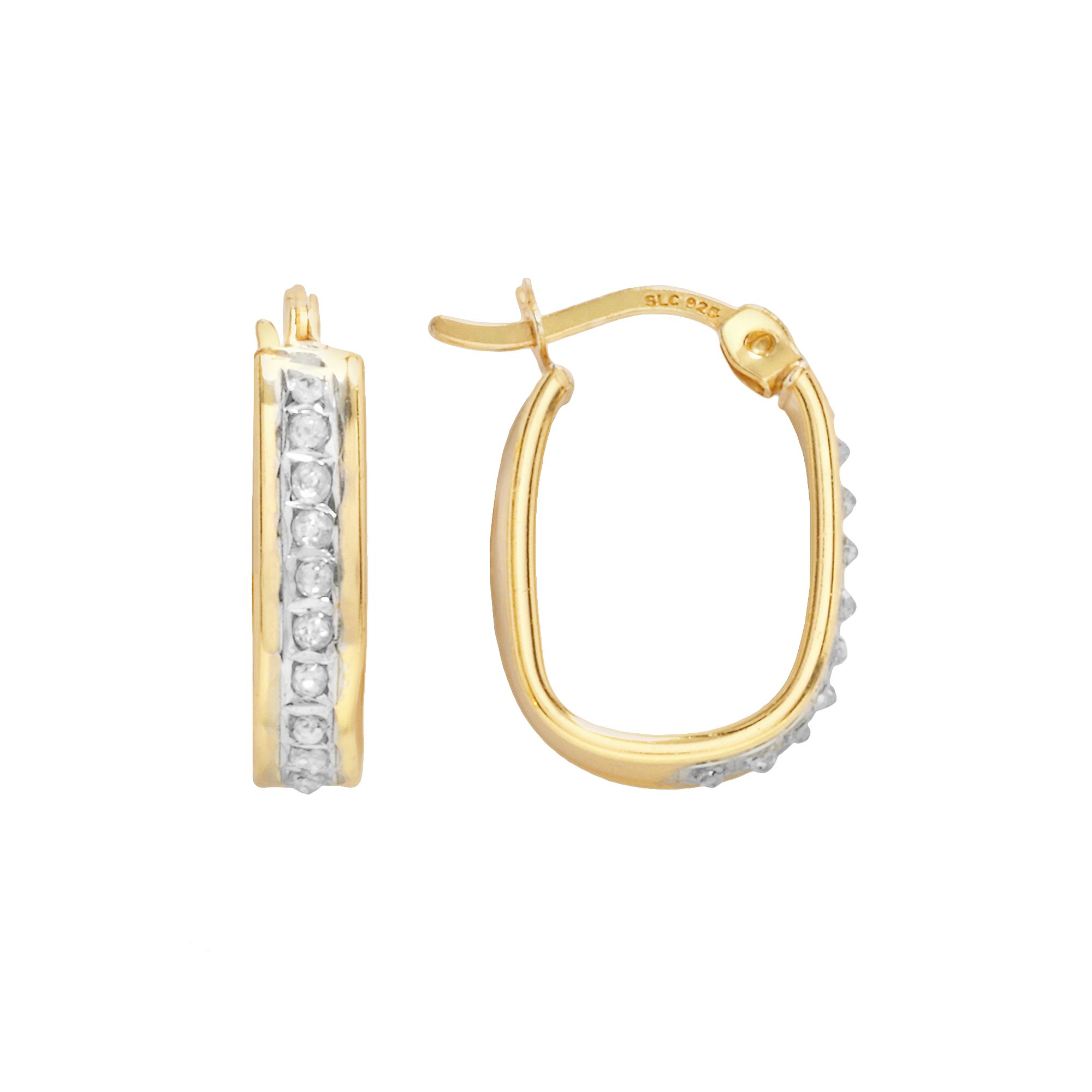 Diamond Mystique 18k Gold Over Silver Diamond Accent U-Hoop Earrings, Women
