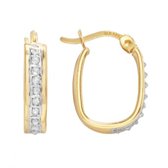 Diamond Mystique 18k Gold Over Silver Diamond Accent U-Hoop Earrings