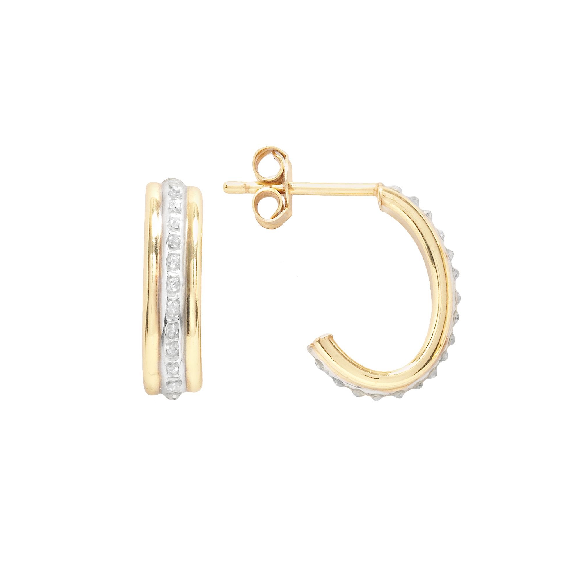 Diamond Mystique 18k Gold Over Silver Diamond Accent J-Hoop Earrings, Women