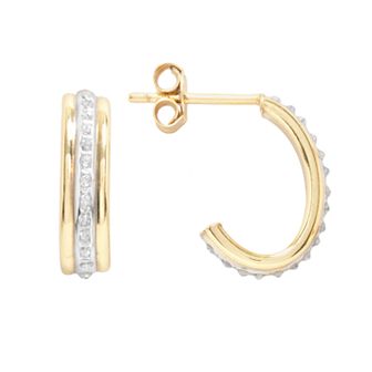 Diamond Mystique 18k Gold Over Silver Diamond Accent J-Hoop Earrings