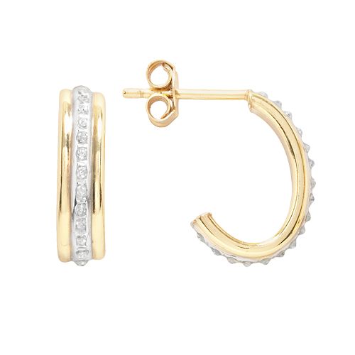 Diamond Mystique 18k Gold Over Silver Diamond Accent J-Hoop Earrings