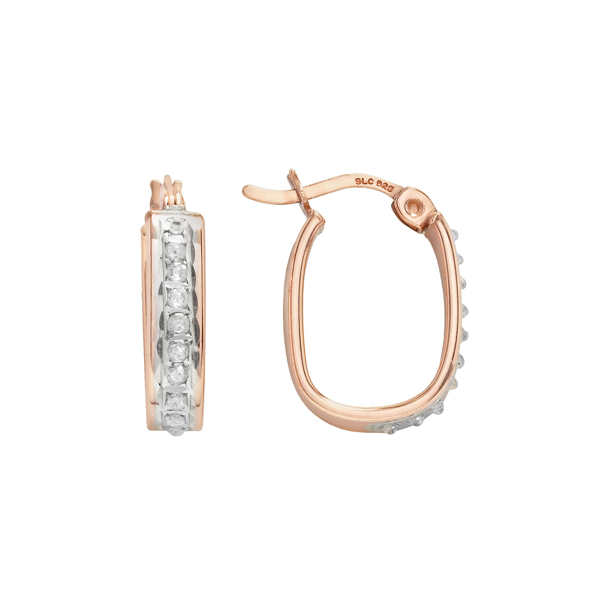 Diamond Mystique 18k Rose Gold Over Silver Diamond Accent U-Hoop Earrings, 