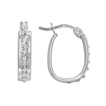 Diamond Mystique Platinum Over Silver Diamond Accent U-Hoop Earrings