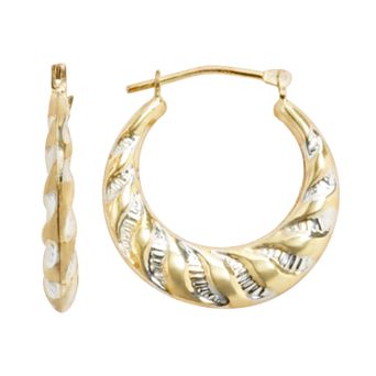 Two Tone 14k Gold-Bonded Sterling Silver Twisted Hoop Earrings