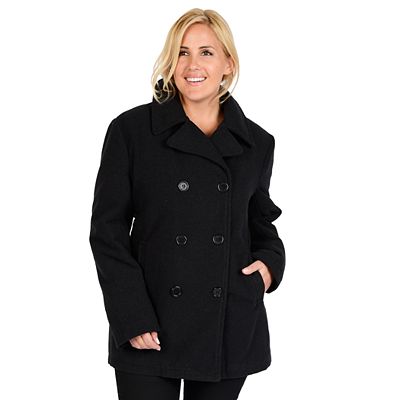 Women's plus fashion size wool pea coat