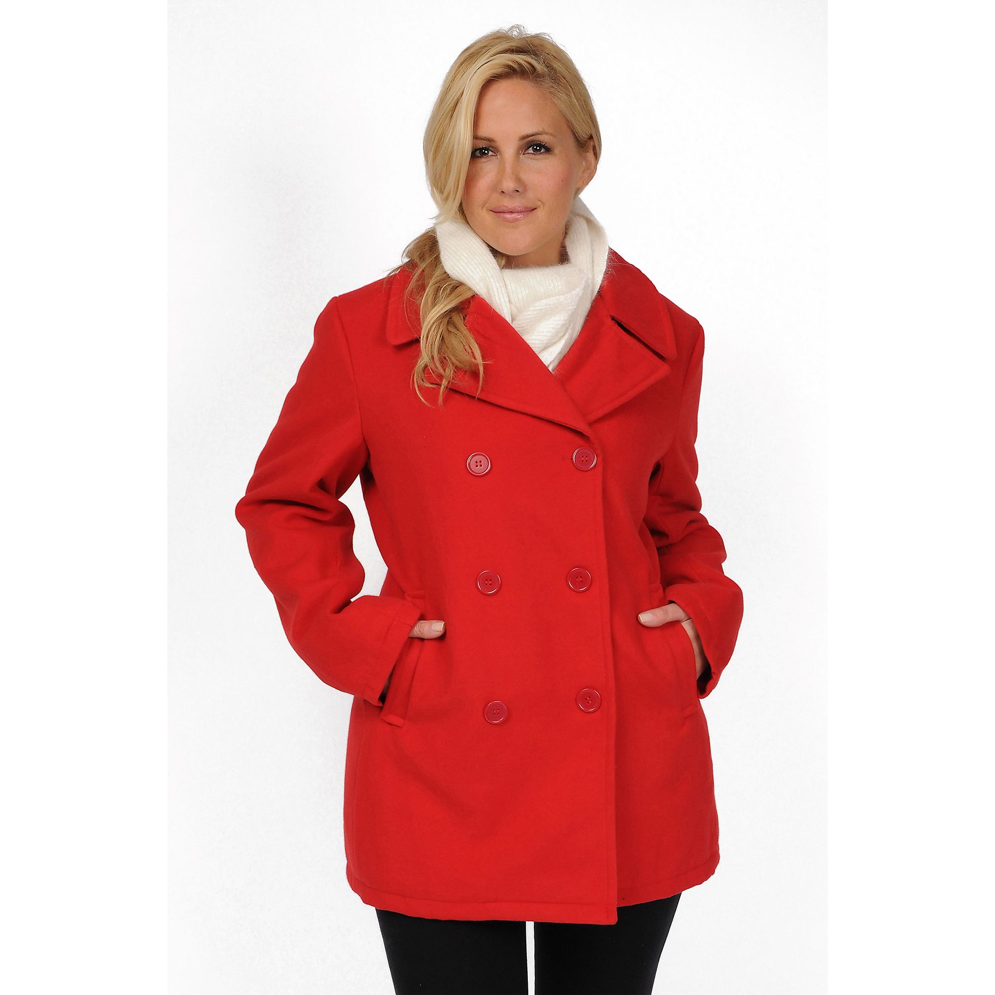Plus Size Excelled Solid Peacoat, Womens, Size: 2XL, Red