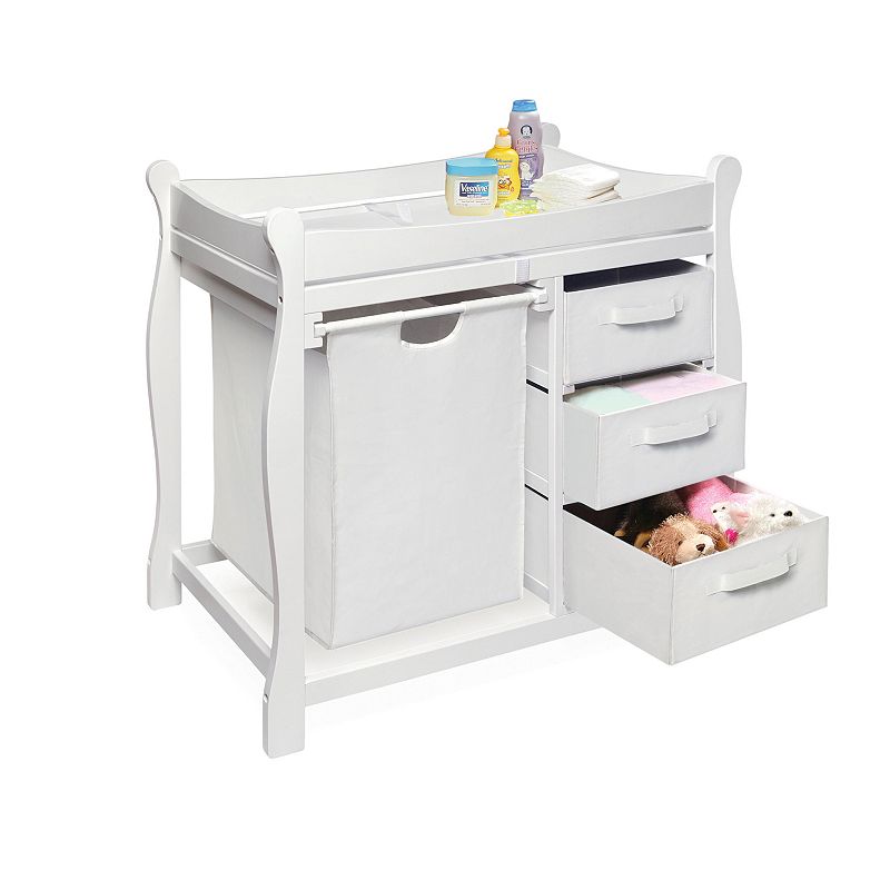 Badger Basket Sleigh Hamper Changing Table, White