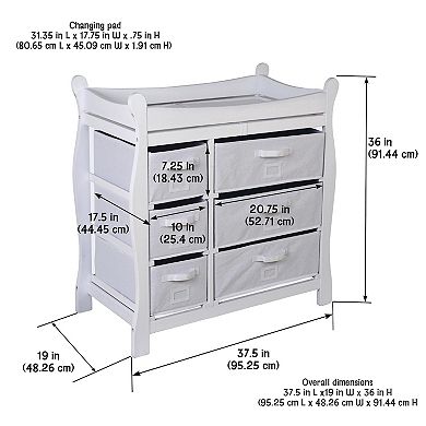 Badger Basket Sleigh Basket Changing Table Dresser