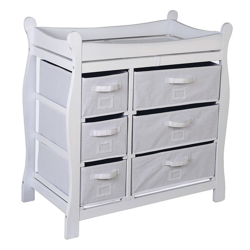 Badger Basket Sleigh Basket Changing Table Dresser, White