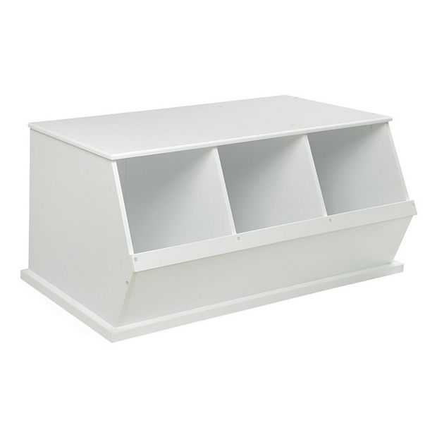 Stackable Shelf Storage Cubby with Three Baskets - White - Badger