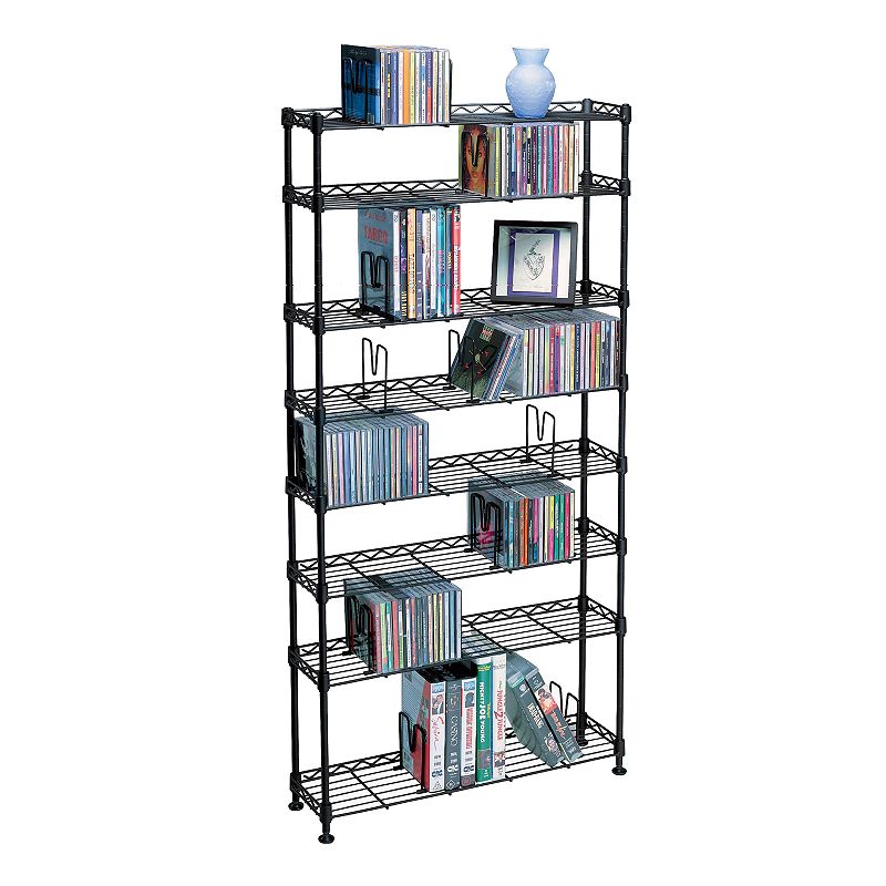 Atlantic 8-Tier Multimedia Storage Shelf, Black, Furniture