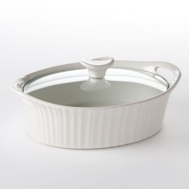 Corningware French White 1.5-Qt Oval Ceramic Casserole Dish with Glass  Cover 1105929 - The Home Depot