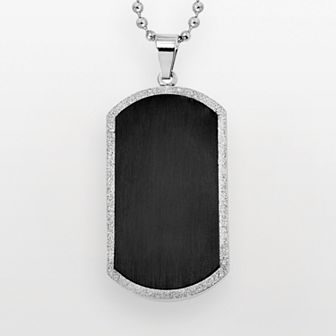 Gold LLC Stainless Steel and Black Immersion-Plated Stainless Steel Dog Tag - Men