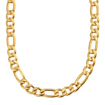 Gold LLC Yellow Immersion-Plated Stainless Steel Figaro Chain Necklace - 24 in - Men