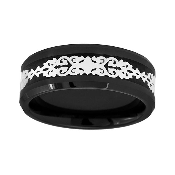 Black Ceramic and White Immersion-Plated Stainless Steel Band - Men