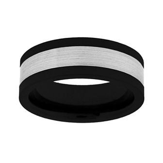 Gold LLC Tungsten and Black Ceramic Wedding Band