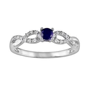 Stella Grace Sterling Silver Lab-Created Sapphire and Diamond Accent Infinity Ring