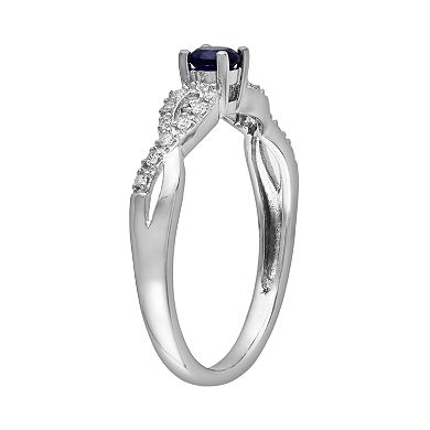 Stella Grace Sterling Silver Lab-Created Sapphire and Diamond Accent Infinity Ring