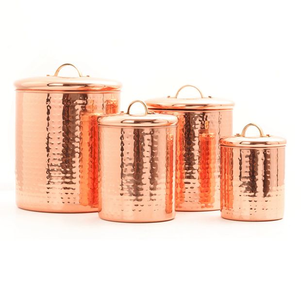 Copper Kitchen Canisters - Large Set, 2 Pieces Polished