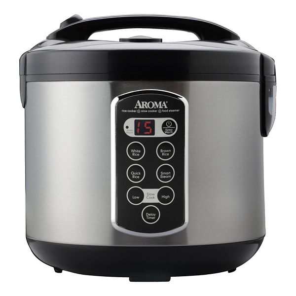 AROMA 20-Cup Rice Cooker and Steamer Black/Stainless Steel ARC-1020SB -  Best Buy