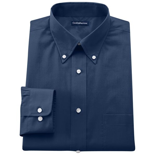 Men's Croft & Barrow® Fitted Solid Easy Care Button-Down Collar Dress Shirt