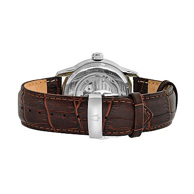Bulova Stainless Steel Automatic Skeleton Leather Watch - 96A120 - Men